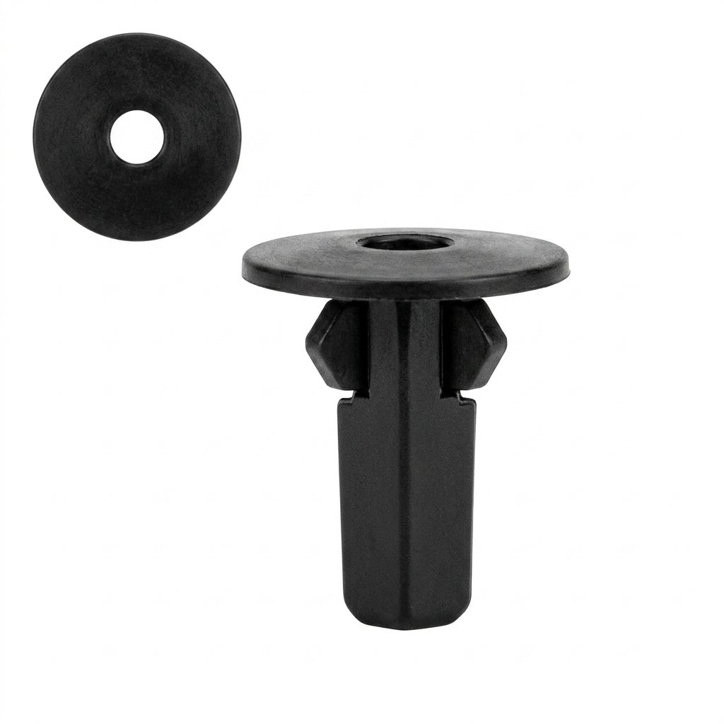 Black Nylon Wheel Fender Liner Screw Grommets for Toyota - #12 (5.50mm) Screw Size - 22mm Stem - 20mm Head - 8mm Square Hole Size - Replaces Toyota # 90189-06157