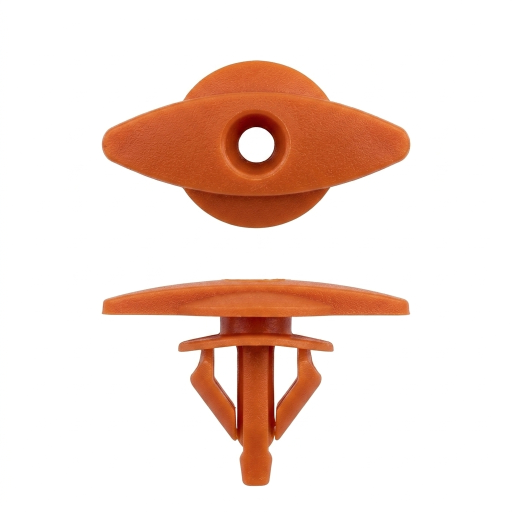 Orange Nylon Weatherstrip Retainers for Ford / Honda - 6mm (15/64") Hole Size - 10mm Stem Length - 5 x 15mm Head Size - Replaces Ford # N807438S, Honda # 91530-SP1-003