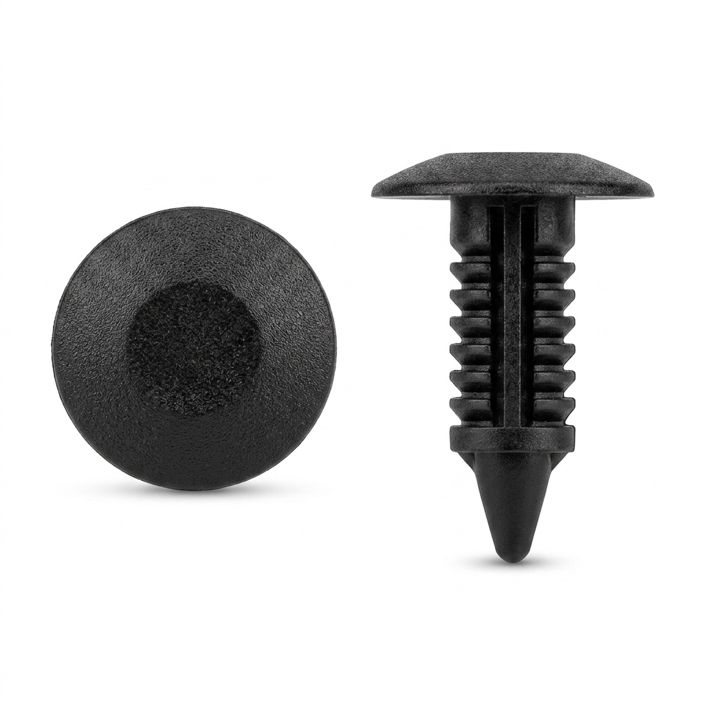 Black Nylon Trim Panel Retainers for Chrysler / G.M. - 5/16" (8mm) Hole Size - .145 - .530" Panel Range - Replaces Chrysler # 6501301, G.M. # 21094146