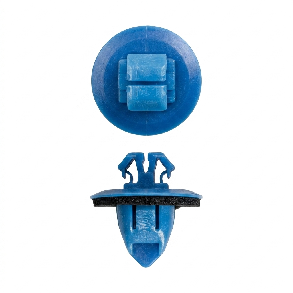 Blue Nylon Rocker Moulding Clips with Sealer for Toyota - 10mm Hole Size - 11mm Stem Length - 17mm Head Diameter - Replaces Toyota # 75396-35020, 75495-35010